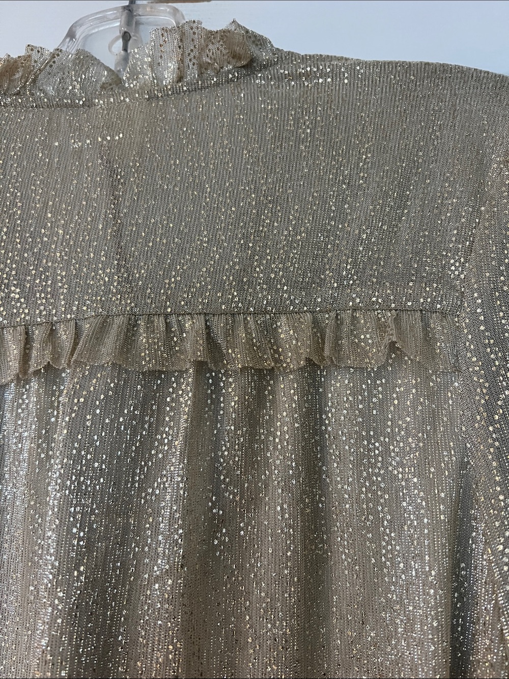 Autre Filles Gold Metallic Ruffle-Neck Blouse - Picture 6 of 6